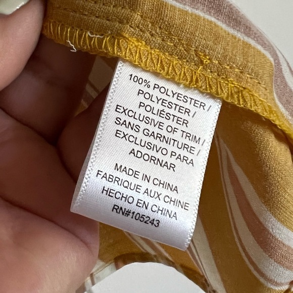 Bobeau Mustard striped grosgrain ribbon tank top 1X NEW with tag - Picture 8 of 9